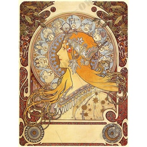 Art Nouveau wall decor - Alphonse Mucha poster - Zodiac calendar cover dated 1896 - Fine art ready to frame