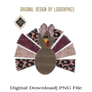 Girl Turkey| Girl turkey png| Thanksgiving| Sublimation| Turkey clipart|  Digital Download| Sickers| Turkey png| Thanksging png| Leopard