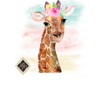 Download Watercolor Giraffe Svg Etsy