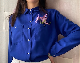 Women's shirt, blue shirt, tailored women's shirt, women's clothing, elegant blouse, formal blouse, tailor-made blouse, mother gift