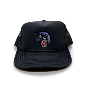 Panther Black Embroidered Foam Trucker Hat