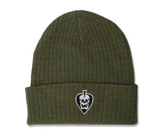 Skull Spade Sustainable Ribbed Knit Beanie