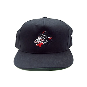 Wolf Head Embroidered Snapback Flat Bill Hat