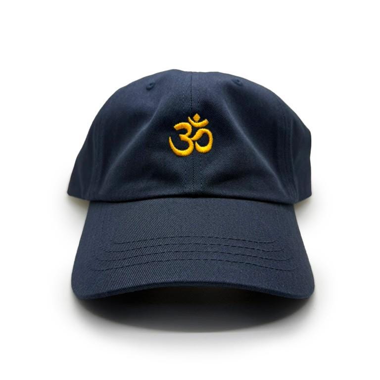 Om Symbol Embroidered Dad Hat – Unstructured Cotton Twill, Adjustable – Navy, One Size