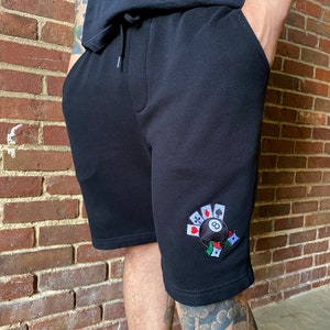 8-Ball Embroidered Fleece Shorts
