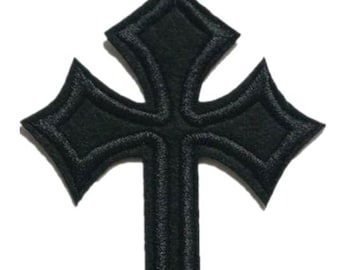 Black Velvet Embroidered Iron On Cross Applique Christian Jesus DIY Jeans Patch  272 ONE INDIVIDUAL