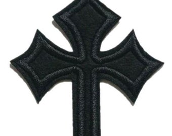 Black Velvet Embroidered Iron On Cross Applique Christian Jesus DIY Jeans Patch  272 ONE INDIVIDUAL