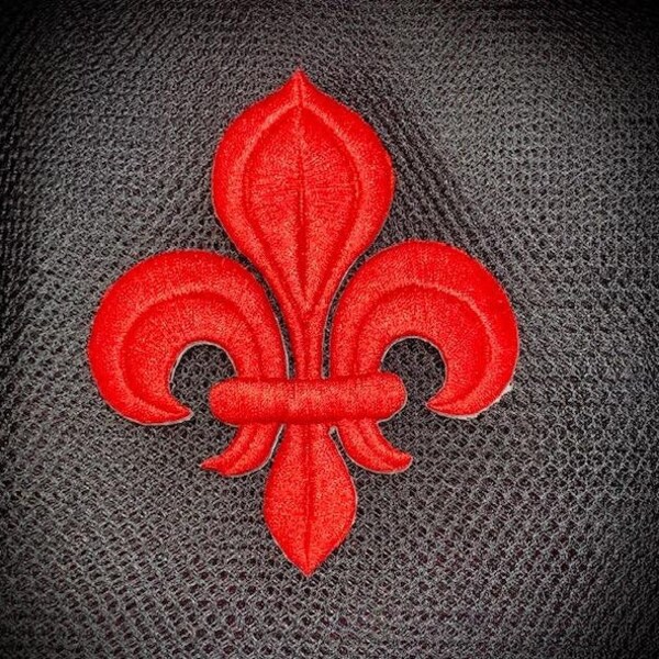 Fleur De Lis Red Embroidered Iron On Applique Saint Symbol DIY Patch 4"