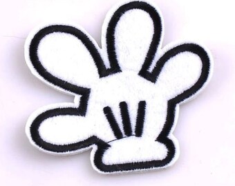 Mickey Hands Pointing Pair Patch Badge Iron on or Sew on. 