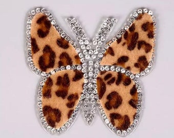 Iron on Rhinestones Bling Butterfly Decal Emblem for DIY