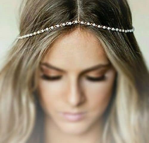  STONEFANS Forehead Crystal Hair Chain Headpiece Jewelry for  Women Boho Bridal Zircon Head Chains Leaf Teardrop Wedding Hair Accessories  : Beauty & Personal Care