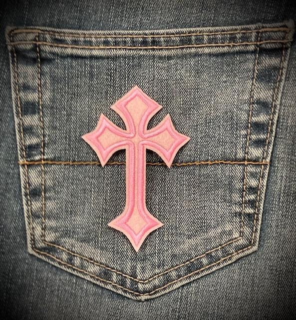 Black Velvet Embroidered Iron on Cross Applique Christian Jesus DIY Jeans  Patch 272 ONE INDIVIDUAL 