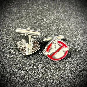 Ghost Busters Cufflinks Logo Symbol Steel Cuff Links Silver Movie Ghostbusters