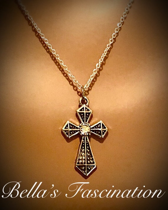 Black Stainless Steel Rhinestone Cross Pendant Necklace | eBay