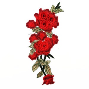Expo International Kay Iron on Embroidered Large Flower Patches/Appliques, Red