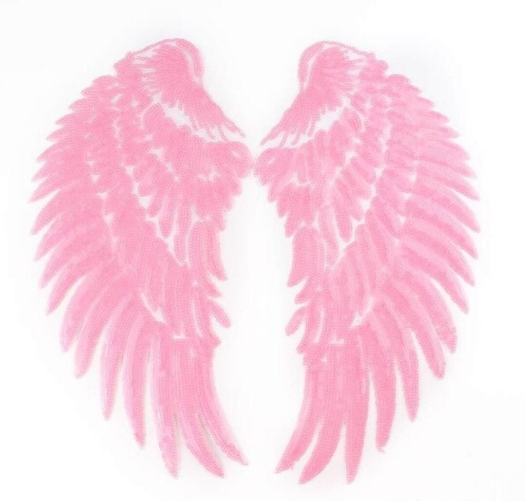 Large Light Pink Sequin Iron on Angel Wing Appliques Mirror Etsy