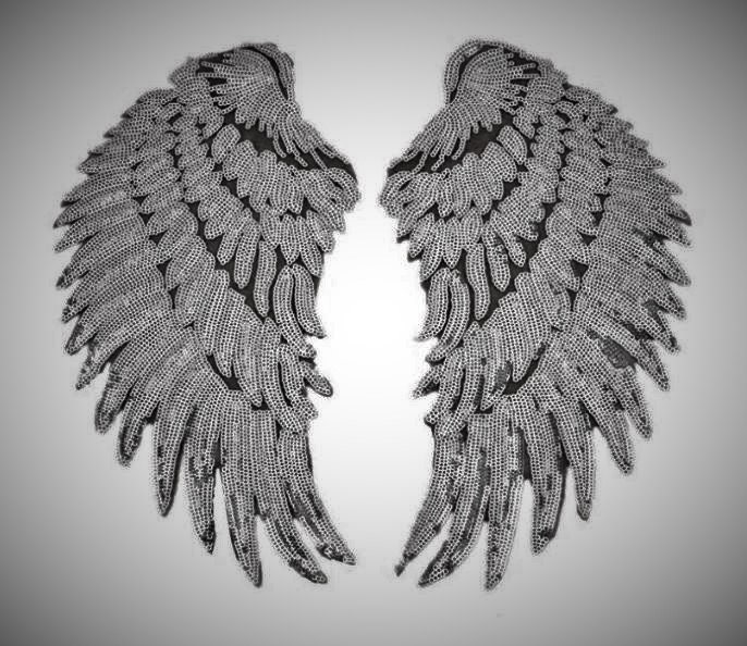 Silver Sequin Iron on Angel Wing Appliques Hot Fix Mirror Pair Etsy