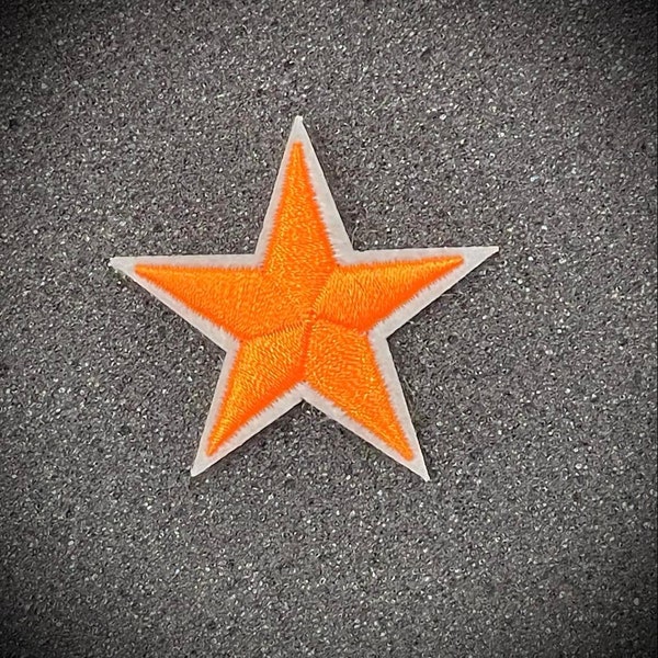 Orange Embroidered Star Iron On Applique DIY Craft Patch  Hot Fix 1.75" 368-or