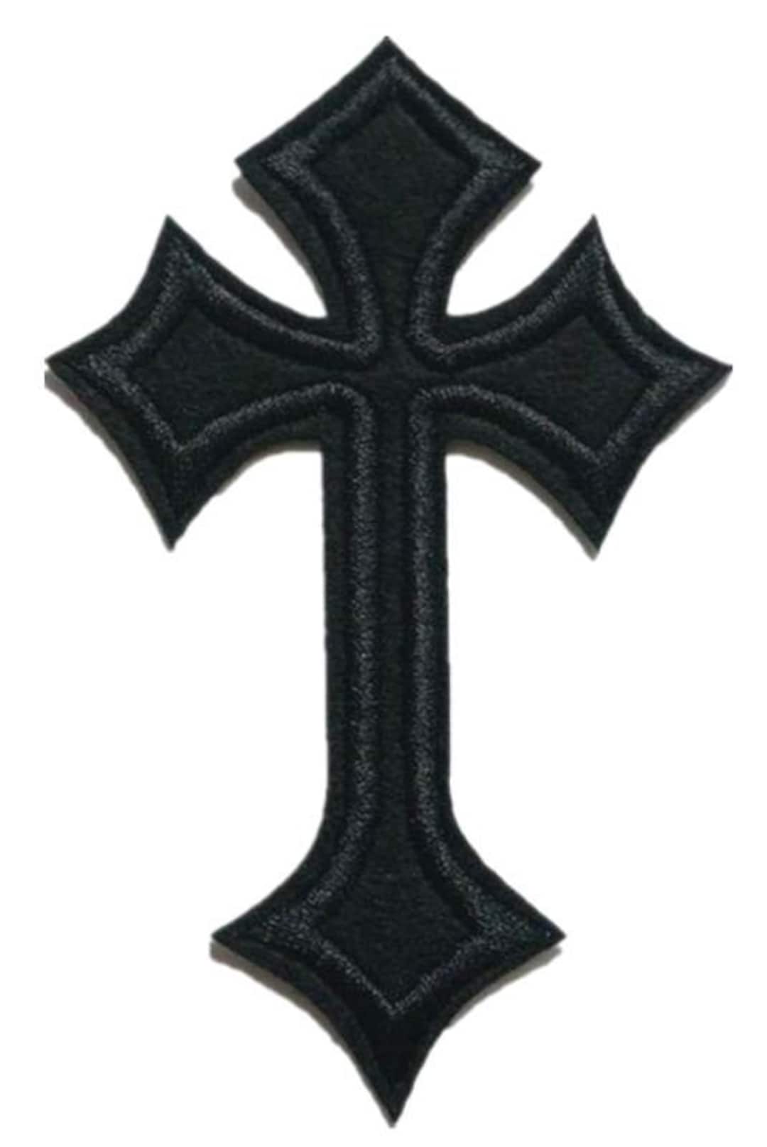 Blue & Black Decorative Cross Patch, Religious Cross Patches