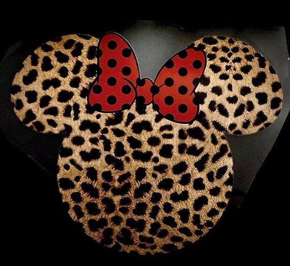 Small Leopard Cheetah Minnie Mouse Transfer Patch Iron On Applique DIY 2.75