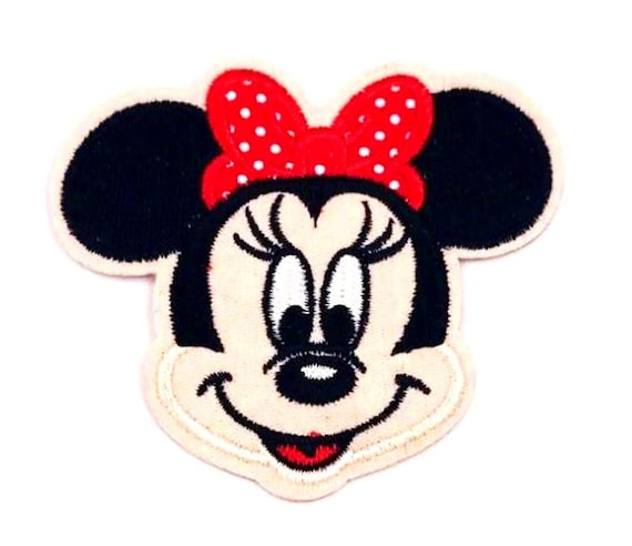Disney Minnie Mouse Bow Head Face Applique Red Iron on Hot Fix