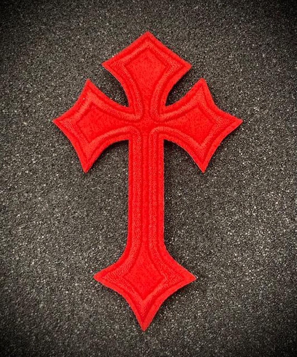 Red Velvet Embroidered Iron on Cross Applique Christian Jesus Etsy