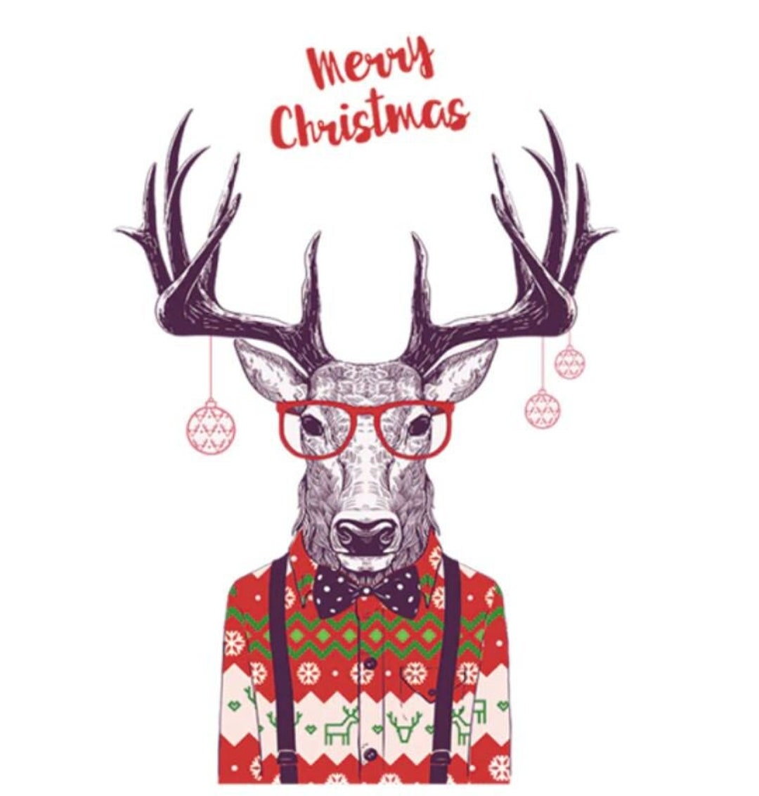 Reindeer with glasses christmas hotsell sweater