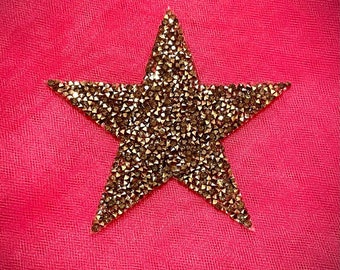 Pewter Crystal Clear Rhinestone Star Patch Iron On Applique 3"