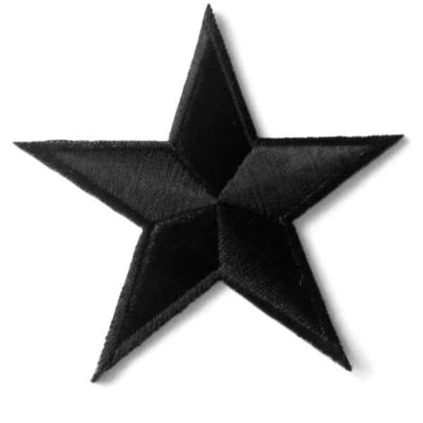 Black Embroidered Star Iron On Applique DIY Craft Patch  Hot Fix 1.75" 368-bk