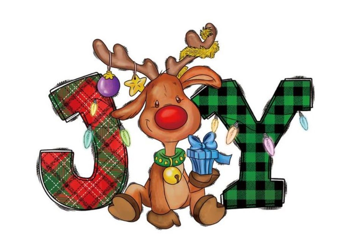 Joy Large Rudolph Plaid Iron on Transfer Christmas Reindeer 9 Etsy