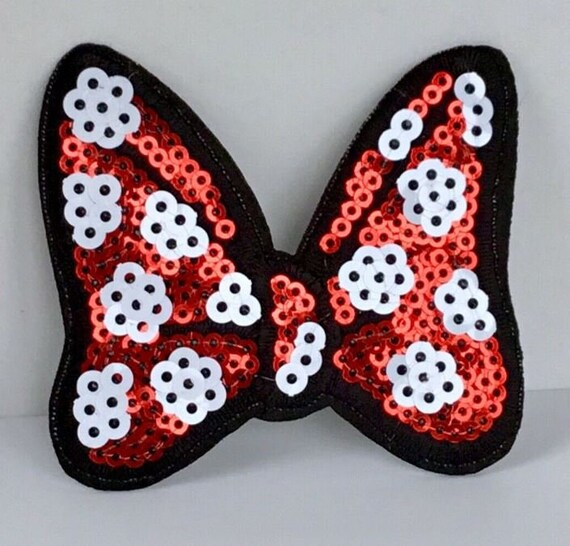 10 x BLACK SEQUIN MICKEY MINNIE MOUSE HEAD APPLIQUE SIZE 7//8s HEADBAND HAIR BOWS