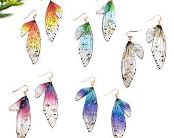 BluePurple Mystical Fairy Wing Earrings