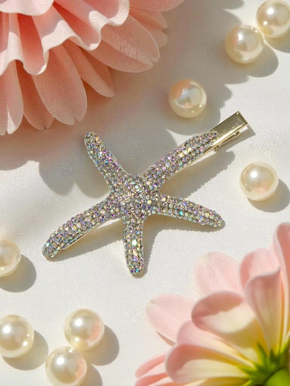 Crystal Starfish Hair Clip Clamp Clip - Etsy Israel display picture 1
