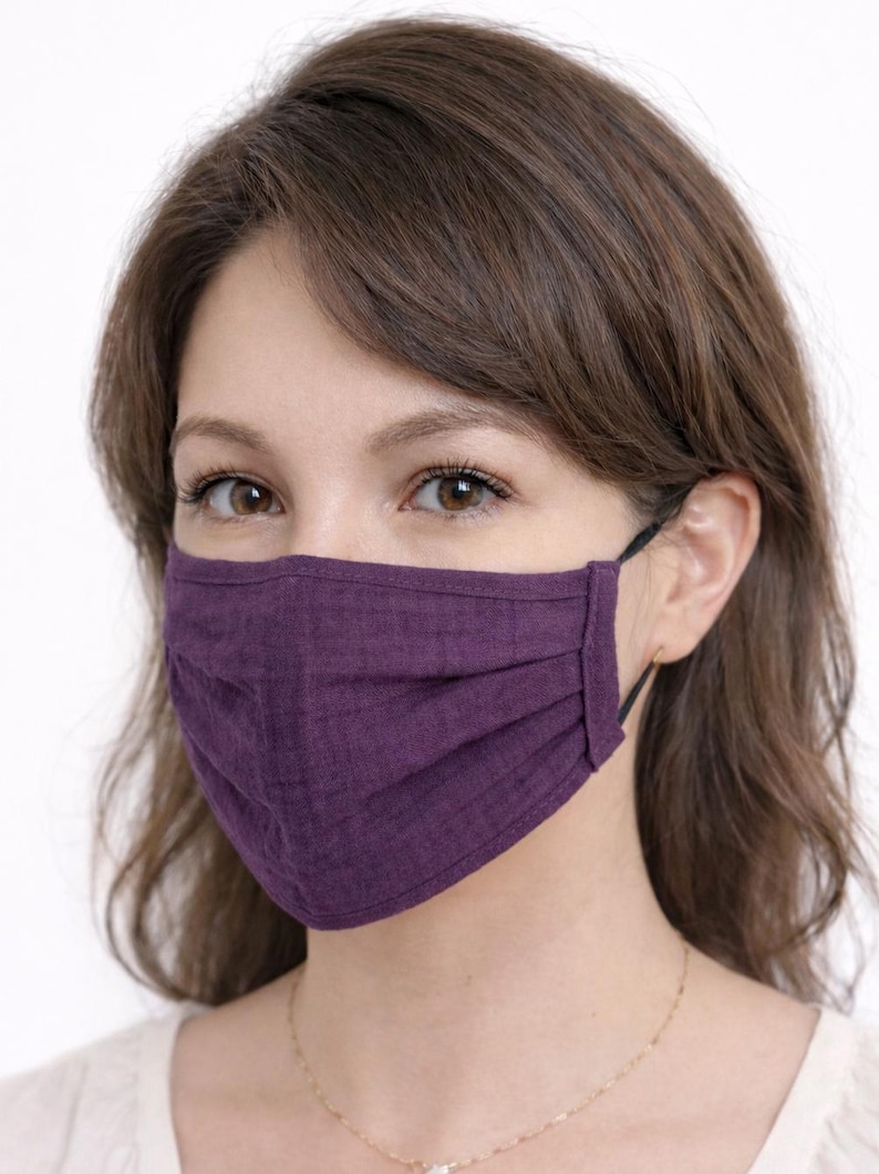 Organic Cotton Double Gauze Face Mask, Breathable Reversible Mask image 2