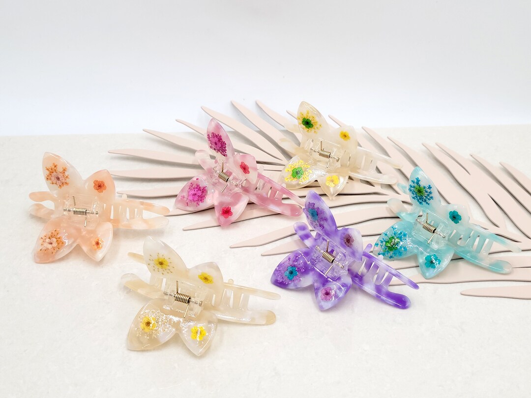Handmade Dried Flower Resin Hair Claw Clips Gift for Her Etsy