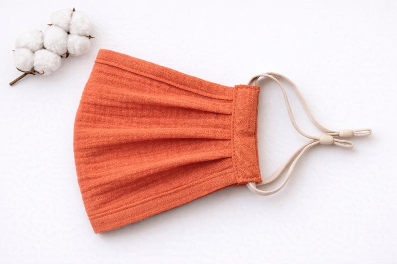 Organic Cotton Double Gauze Face Mask, Breathable Reversible Mask Terracotta