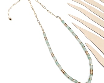Handmade Green Aventurine gemstone beads necklace gift for her
