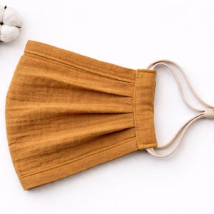 Organic Cotton Double Gauze Face Mask, Breathable Reversible Mask Cafe Spice