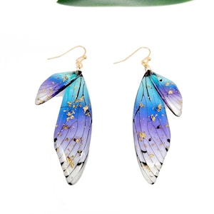 Brincos de Asa de Fada em Resina, Asa de Borboleta, Joias Artesanais Inspiradas na Natureza, Presente para Ela