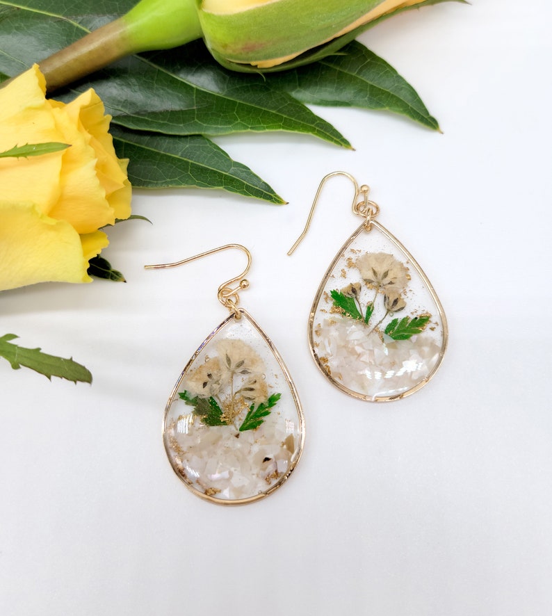 Handmade Resin Earrings Dried Flowers Real Flowers Dried Etsy