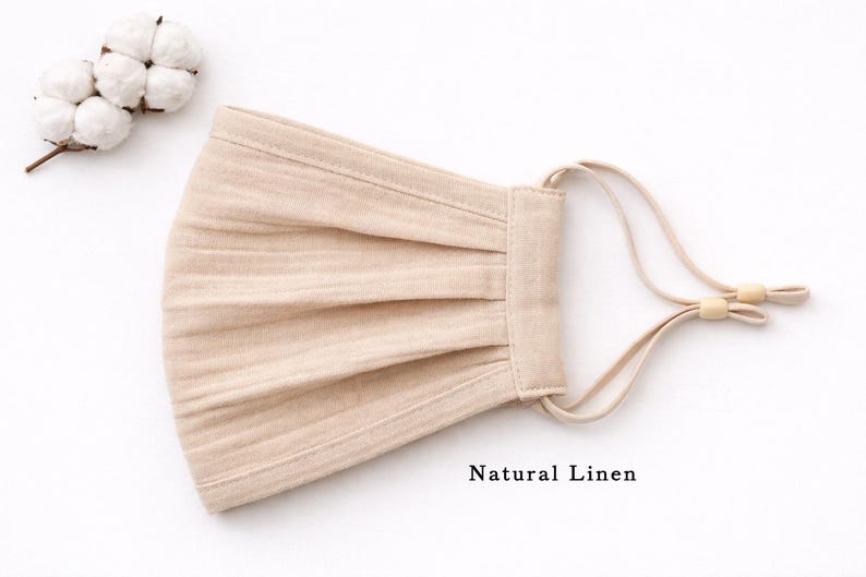 Organic Cotton Double Gauze Face Mask, Breathable Reversible Mask Natural Linen
