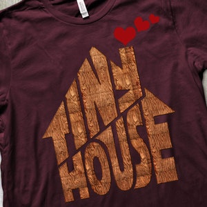 Tiny House Unisex T-shirt Small House Living Shirt RV Gift BellaCanvas 3001 Chimney With Hearts image 1