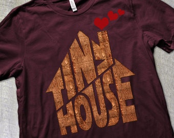 Tiny House Unisex T-shirt | Small House Living Shirt | RV Gift | Bella+Canvas 3001 | Chimney With Hearts