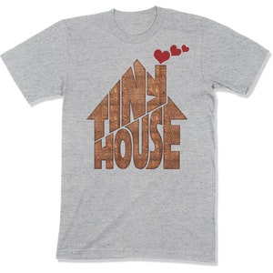 Tiny House Unisex T-shirt Small House Living Shirt RV Gift BellaCanvas 3001 Chimney With Hearts Athletic Heather