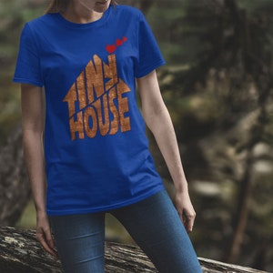 Tiny House Unisex T-shirt Small House Living Shirt RV Gift BellaCanvas 3001 Chimney With Hearts image 3