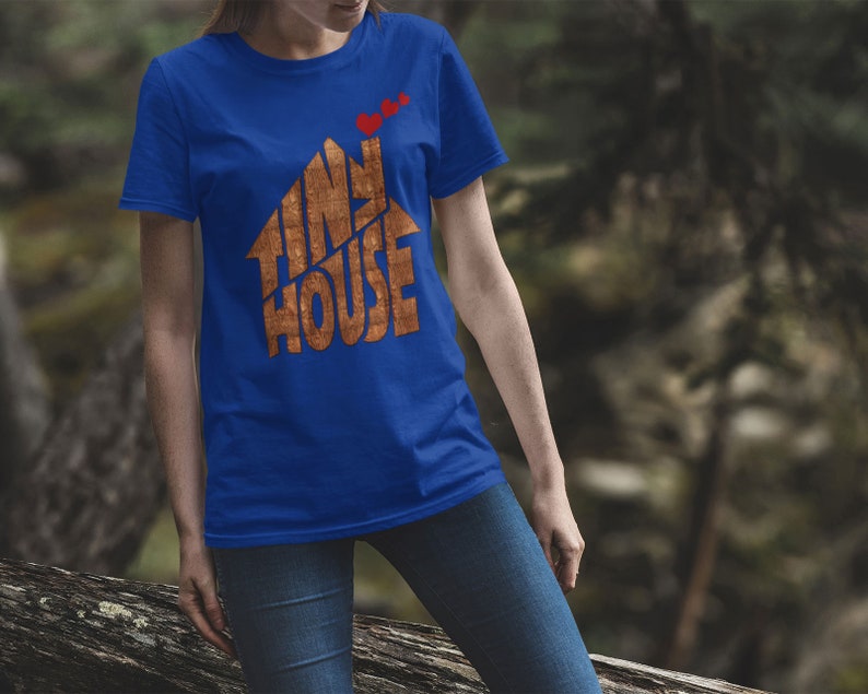 Tiny House Unisex T-shirt Small House Living Shirt RV Gift BellaCanvas 3001 Chimney With Hearts image 3