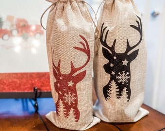 Wine gift bag * CHEERS! * beautiful burlap gift bag for wine sized bottles