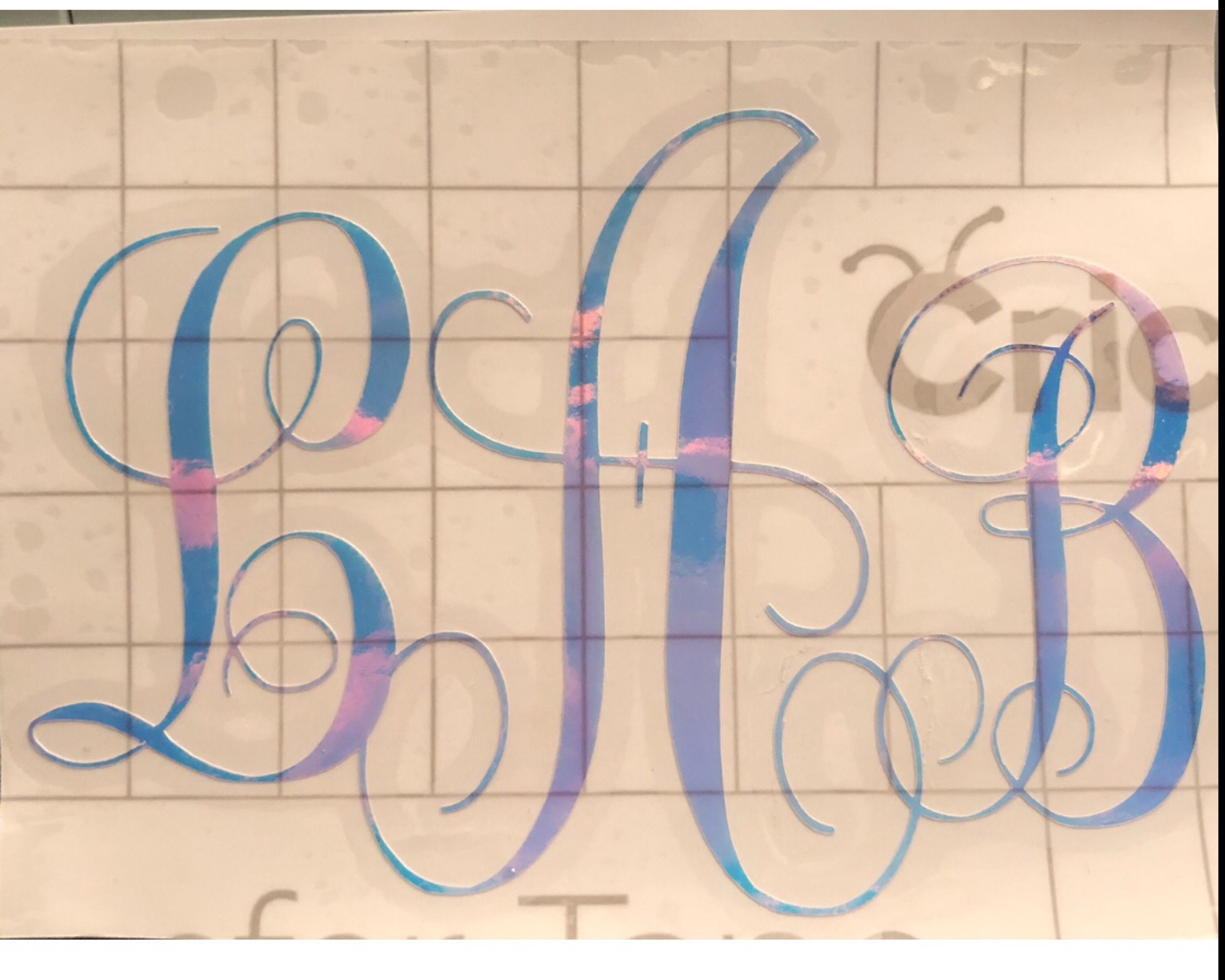 Holographic Monogram Vinyl Decal Script Style CUSTOM SIZES - Etsy