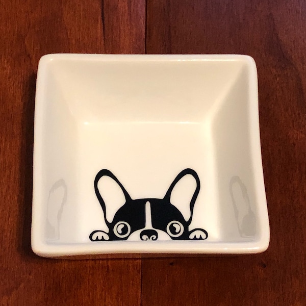 Frenchie * Français Bulldog * Bijoux en porcelaine * Plat à bibelots