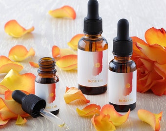 100% Organic Rosa Damascena Rose Oil - Natural Face Care - Distilled Essential Oil for Skin Radiance